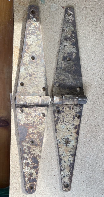 16" Vintage Strap Primitive Iron Barn Farm Gate Door Hinges two included