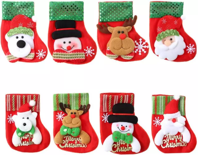 Mini Calze di Natale, 8 Pezzi Calze di Natale Decorazione per Calze di Natale Ca