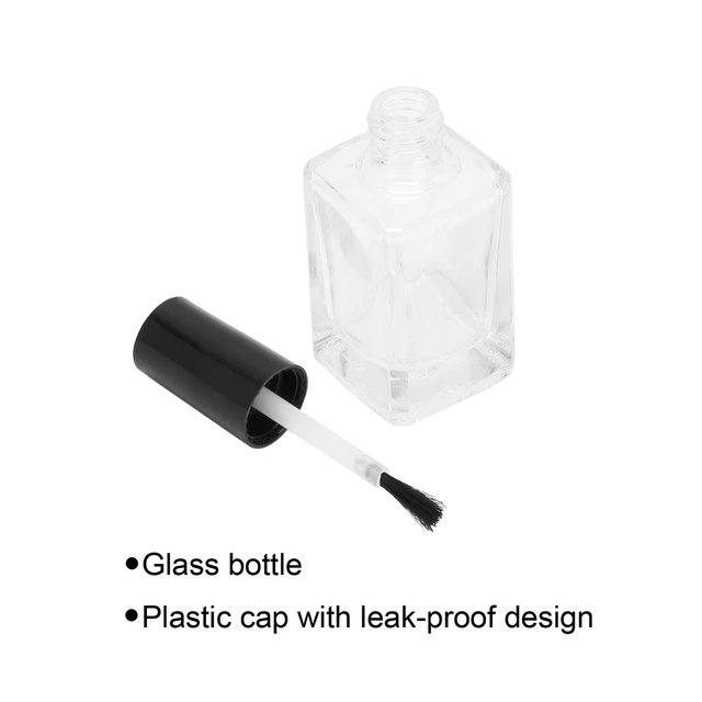 Botella de esmalte de uñas vacío transparente con tapa cepillo esmalte de uñas transparente TDM