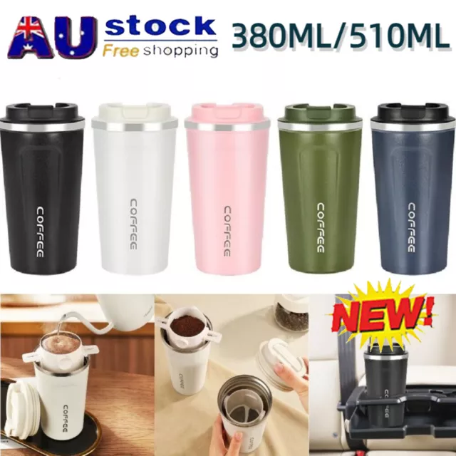 380ML Coffee Mug Stainless Steel Double Wall Leakproof Travel Cup Insulated AU