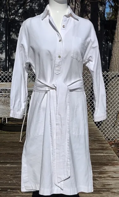 Vintage Liberty House By Sydney Made in Hawaii M White Dress Long Sleeve Cotton
