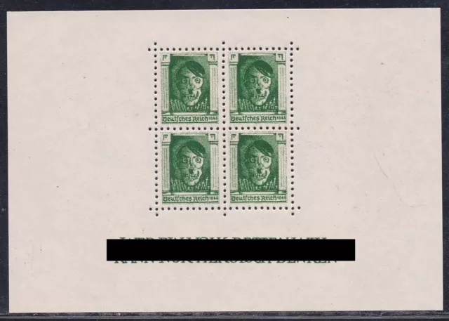 1944 US Anti-Nazi Hitler deaths skull B/4 Green Block MNH Reproduction Stamp sv