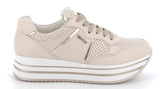 Igi & Co Chaussures pour Femmes Baskets en Cuir Coul. Naturel Fond Platform