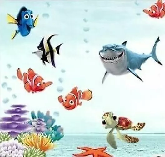 Wall Stickers Finding Nemo Under Sea Shark Fish 3D Cartoon Waterproof Vinyl