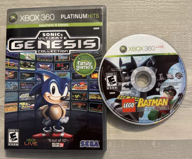 Lot of 2 XBOX 360 games Sonic's Ultimate Genesis Collection & Lego Batman Tested