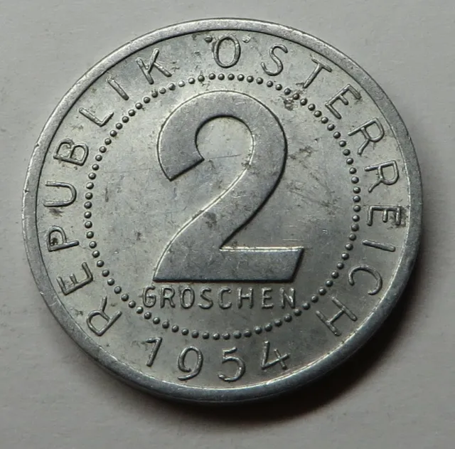 Austria 2 Groschen 1954 Aluminum KM#2876 aUNC