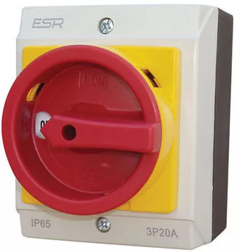 ESR 3 Pole 20A IP65 Rotary Isolator Switch Disconnector Electrical Enclosure Box