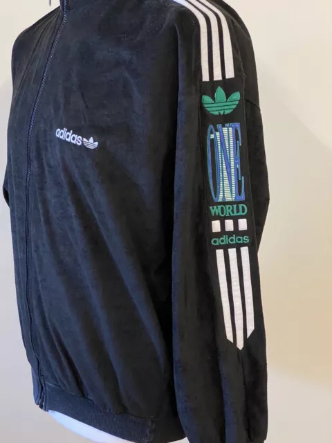 Adidas One World Velour Track Top Size 38/40 Vintage 1980s