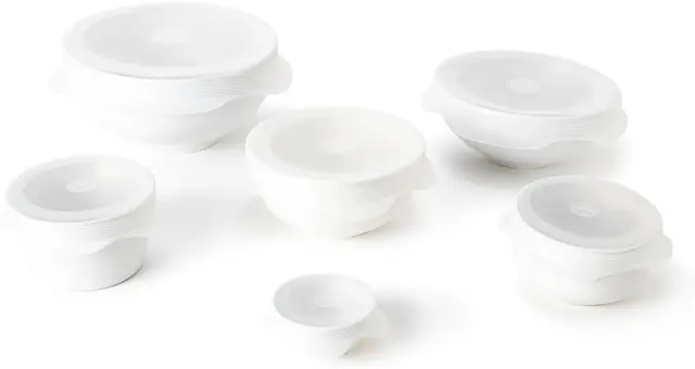 Tapa elástica de silicona reutilizable, conjunto de 6 tapas circulares, apto para lavavajillas, congelador