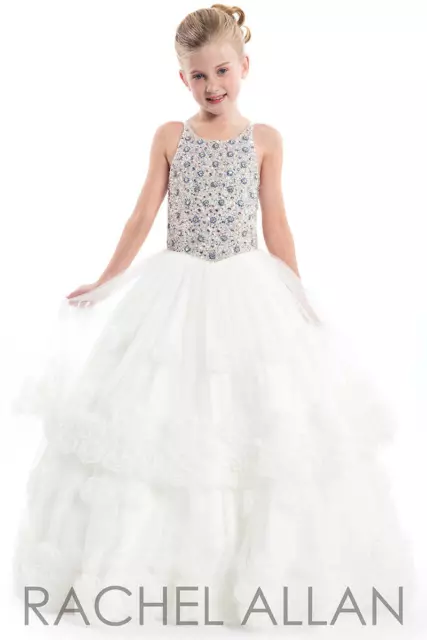 Rachel Allan Perfect Angels 1669 Winning White Girls Pageant Gown Dress sz 6 NWT