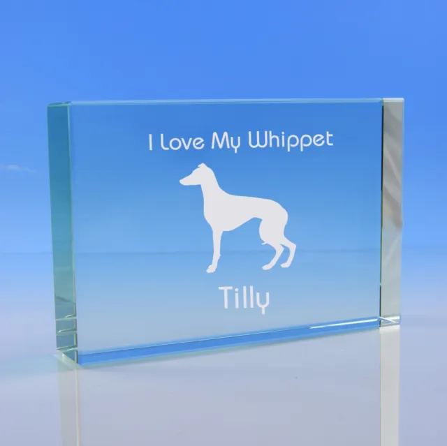 Whippet Dog Gift Personalised Engraved Glass Paperweight Ornament