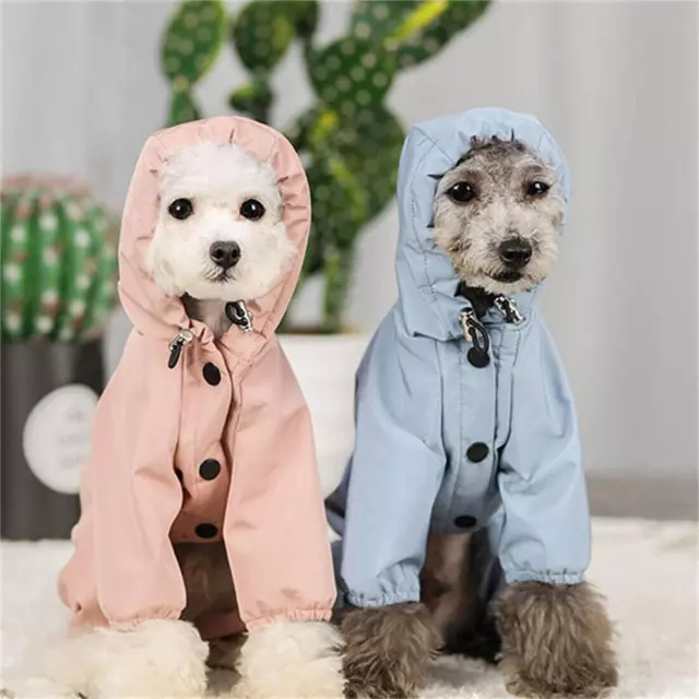 Dog Raincoats Waterproof with Harness Hole Legs Hoodie Small Dog Pet Rain I7T2