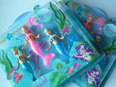 SIRENA Principessa Set di 3 piccole bambole RAGAZZE GIOCATTOLO REGALO Kandy bagno piscina Bundle X 2