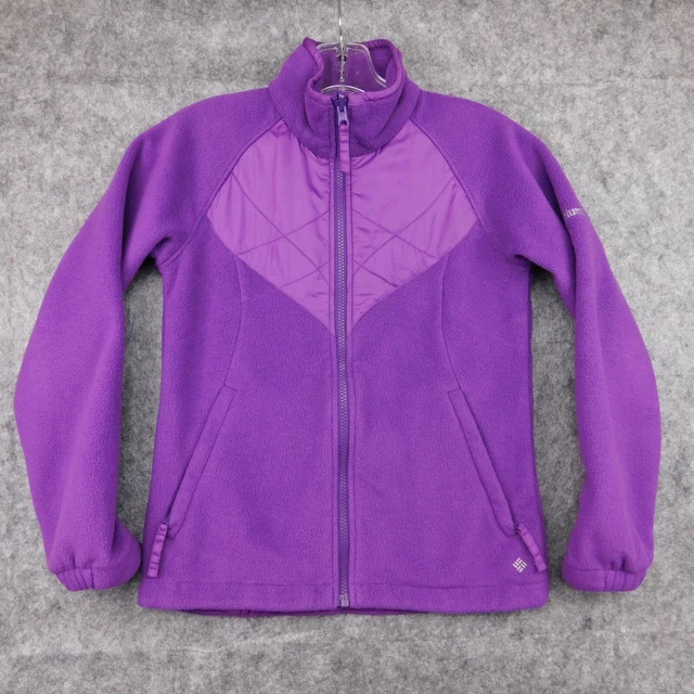 Columbia Jacket Girls 10-12 Purple Fleece Sweater Sweatshirt Full Zip Bugaboo