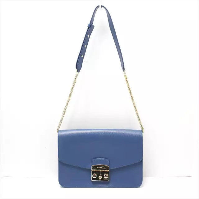 Auth FURLA Metropolis - Navy Leather Shoulder Bag