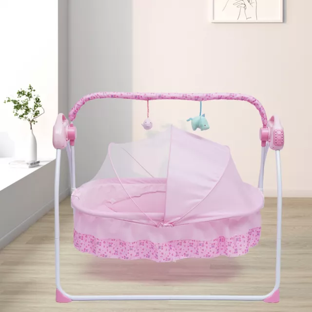 Bluetooth Music Electric Baby Crib Cradle Infant Auto-Swing Bed Rocker Cot W/Mat