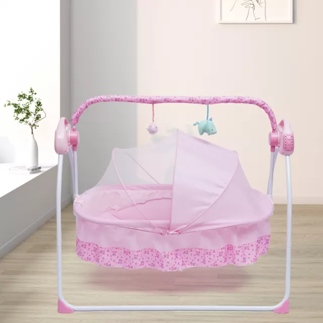 Bluetooth Music Electric Baby Crib Cradle Infant Auto-Swing Bed Rocker Cot+/Mat