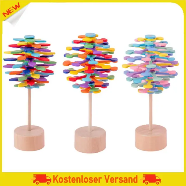 Children Wooden Helicone Wall Rotating Lolly Toy Kids Stress Relief Inserted Toy