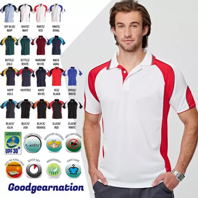 Mens Polo Shirts Short Sleeve Work Casual Sport Contrast Breathable Hi Vis