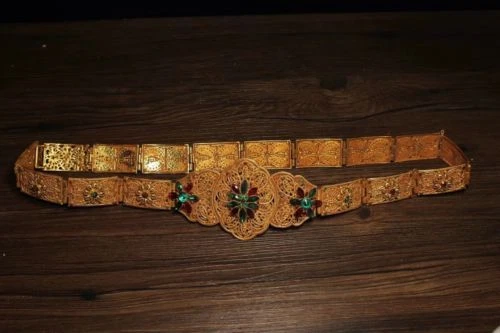 Chinese Antique Brass handmade gemstone belt Chinese Antique Brass handmade gemstone belt
