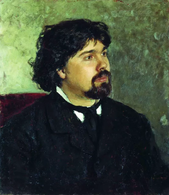 Nice Oil painting REPIN ILIYA EFIMOVICH - Portrait of man Surikov with bread