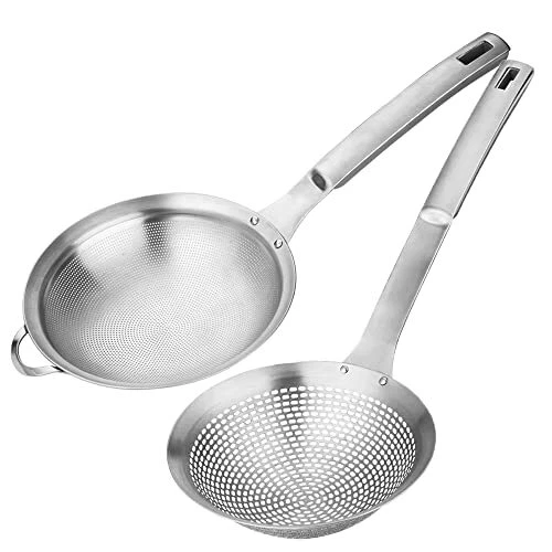 Fine Mesh Stainless Steel Metal With HoleSieve Food Strainer Grease Spider Sk...