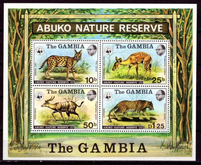 Wildtiere -WWF Ausgabe Gambia 1976 Michel 332-335 + Block 2 ( 3 + 3a)