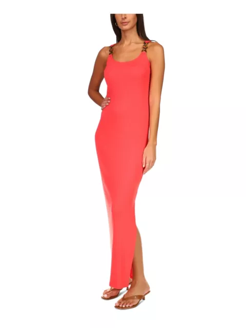 MICHAEL MICHAEL KORS Womens Coral Ribbed Slitted Ring Detail Unlined Sleeveless