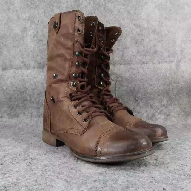 STEVE MADDEN SHOES Womens 6.5 Boots Combat Fold Down Leather Cablee Zip ...