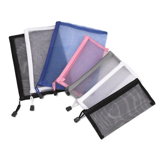Grille transparente Stockage cosmétique Étui à crayons à fermeture éclair