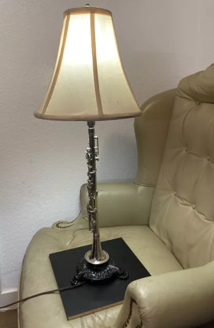 Authentic Silver Clarinet Lamp With Artist Babitt Elkhart Indiana Mouth Piece