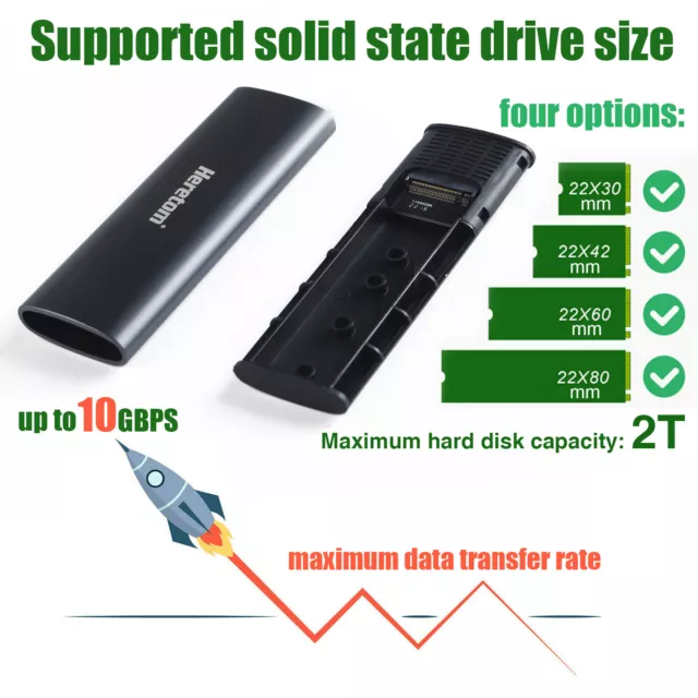 M.2 NVME TO USB 3.1 Enclosure Type-C Storage Case Adapter SSD SATA External AU