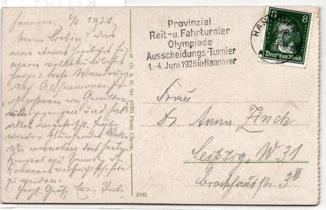 Deutsches Reich 389 auf Postkarte Olympiade #KD181