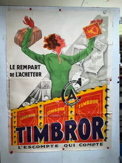 Rare affiche ancienne Timbror par Leon Dupin 1930 s