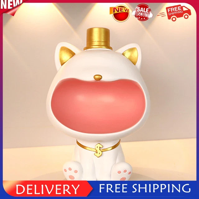 Resin Cat Storage Box Ornament Home Decor Miniature Cat Figurine for Living Room