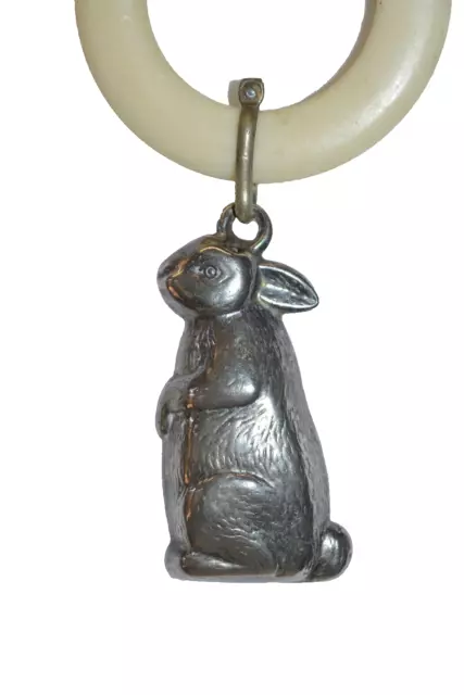 Vintage Silver Plated EPNS Bunny Rabbit Rattle & Teething Ring