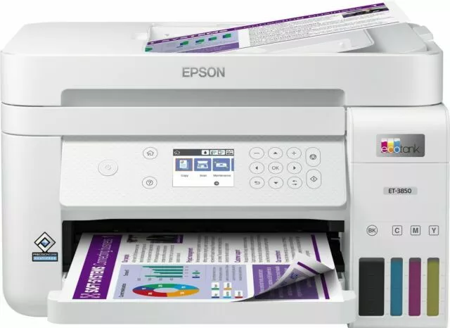 Epson EcoTank ET-3850 Wireless Multifunction Printer - White