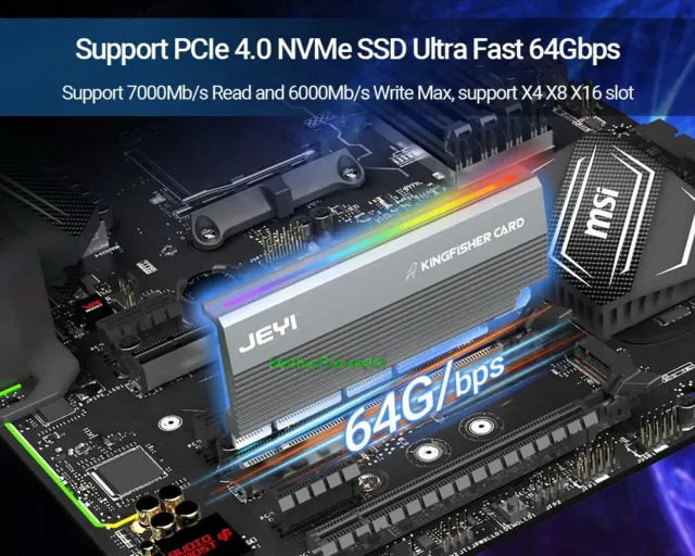 M.2 NVME SSD to PCIe 4.0 Adapter Card 64Gbps SSD X4 X8 X16 ARGB