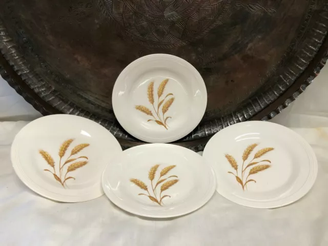 Edwin M Knowles China Co. Semi Vitreous Golden Wheat Four 6 1/8" Dessert Plates