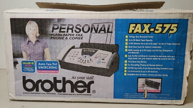 Brother FAX-575 Personal Plain Paper Fax Machine w/ Phone & Copier New Open Box
