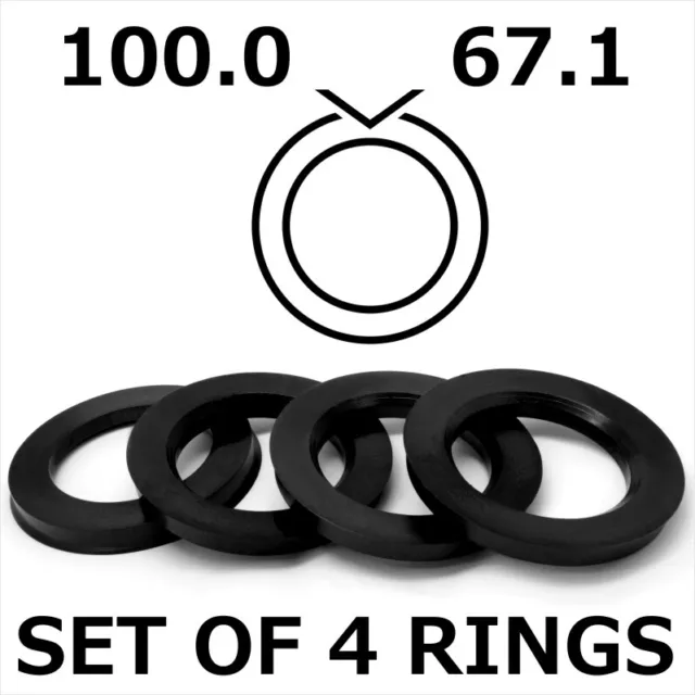 100.0 - 67.1 SPIGOT RINGS SET OF 4 For Alloy Wheel Hub Centric spacer