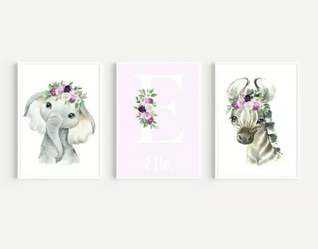 Safari Animal Nursery Prints, Bedroom Wall Art, Pictures, Girls Nursery Decor