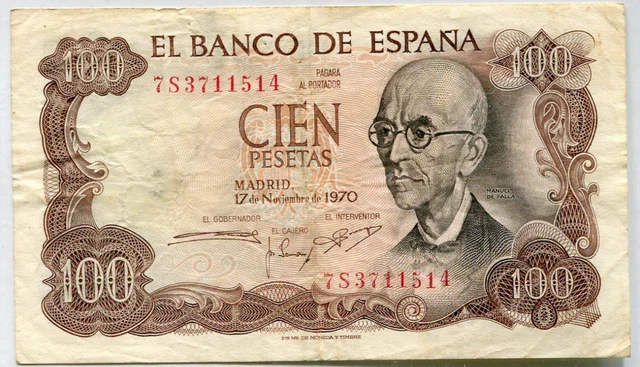 Spain   100 Pesetas Banknote 1970