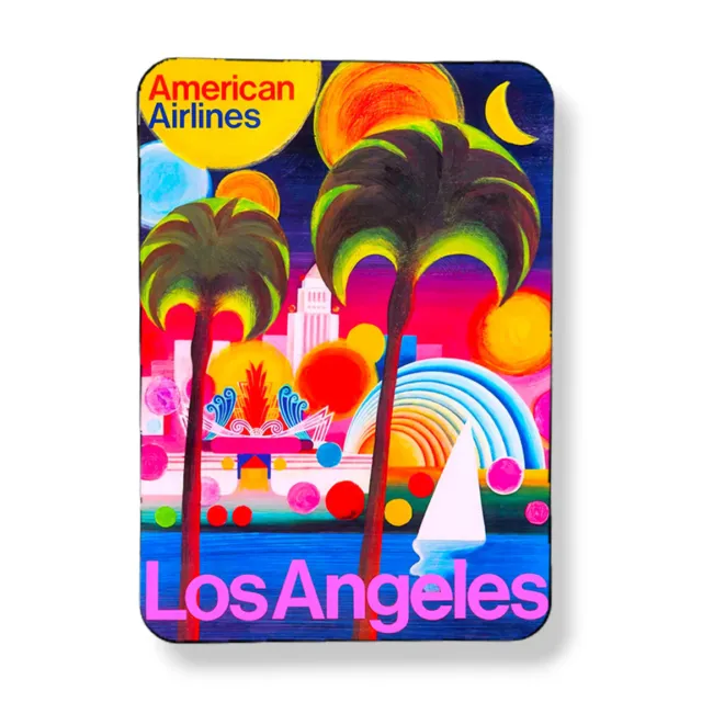 Los Angeles Magnet Vintage Airline Travel Poster Art Print Sublimated 3"x4
