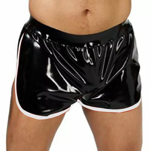 100%Pure Latex Rubber Weiß&Schwarz Boxer Shorts Briefs 0.4mm Feste Größe S-XXL