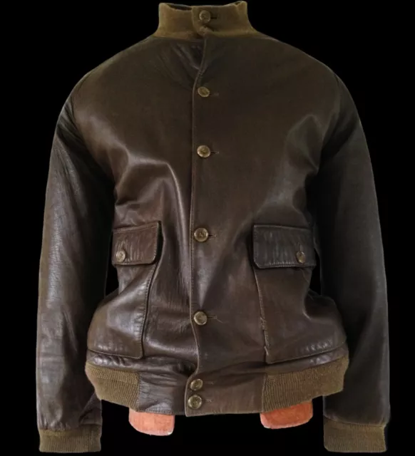 BURBERRY LEATHER Bomber Flight Motorcycle Biker Aviator Sports Pilot Jacket Coat