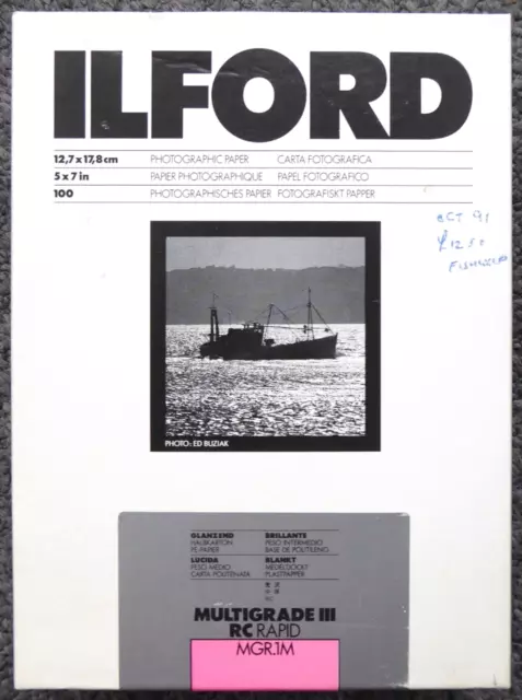 "Papel de impresión fotográfica rápida a radiocontrol Ilford MULTIGRADO III 90 y 100 hojas 5x7"