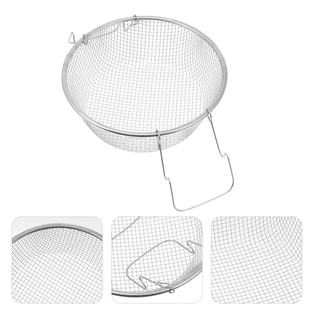 Coladores de cocina de mano acero inoxidable cesta de freír red frita