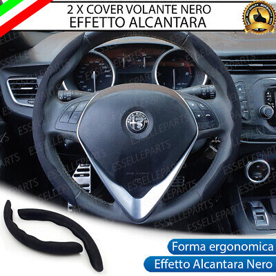 2 X Cover Volante Effetto Alcantara Colore Nero Per Fiat Idea
