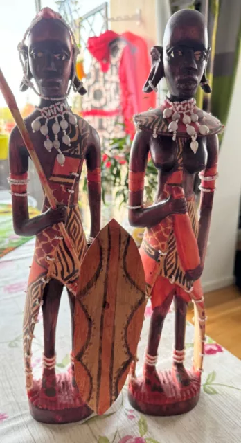 Original Afrikanische Holzfiguren Massai Ehepaar